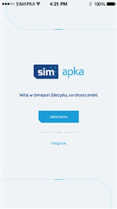 Ekran logowania aplikacji SimApka na telefonie