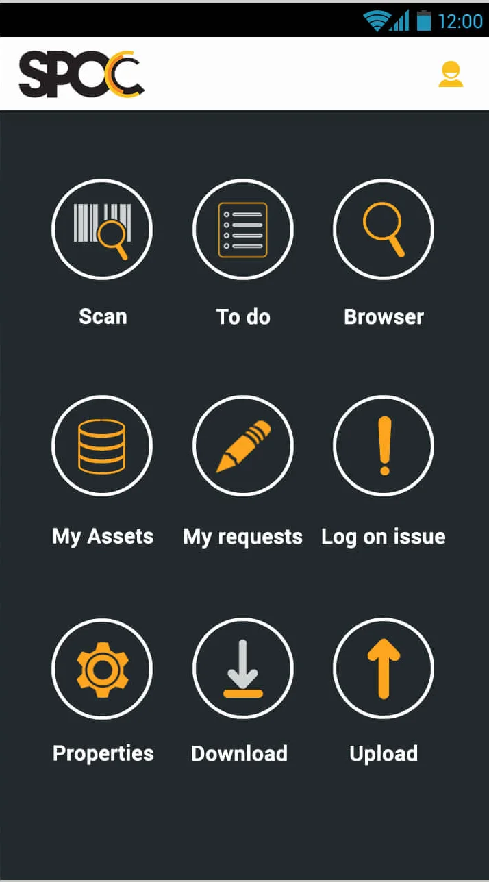 Aplikacja SPOC na telefonie z Androidem: kafelki skrótów do funkcji ServiceNow